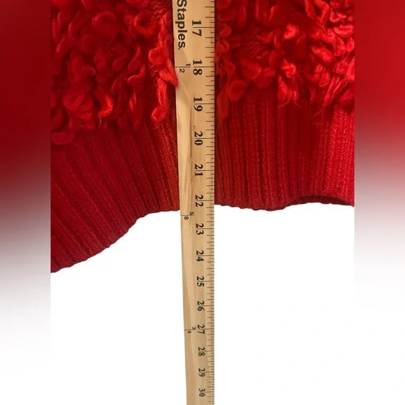 Anthropologie Maeve Callahan Mock Neck Loop Stitch Sweater Medium Red Crewneck M - Picture 8 of 10